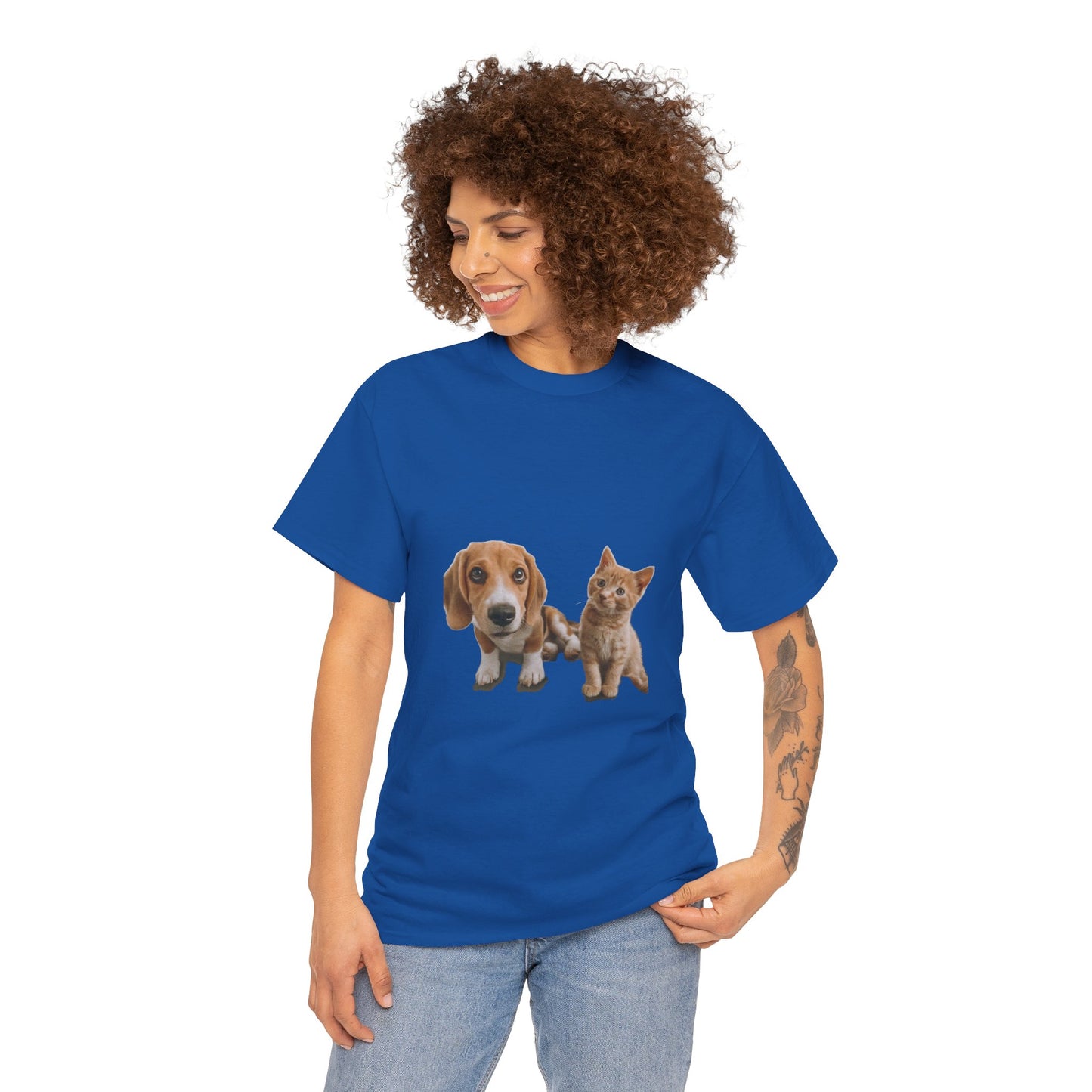 Amigos peludos amantes de las mascotas unisex camiseta de algodón pesado