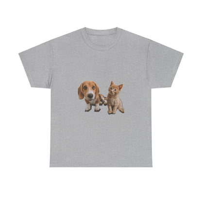 Amigos peludos amantes de las mascotas unisex camiseta de algodón pesado