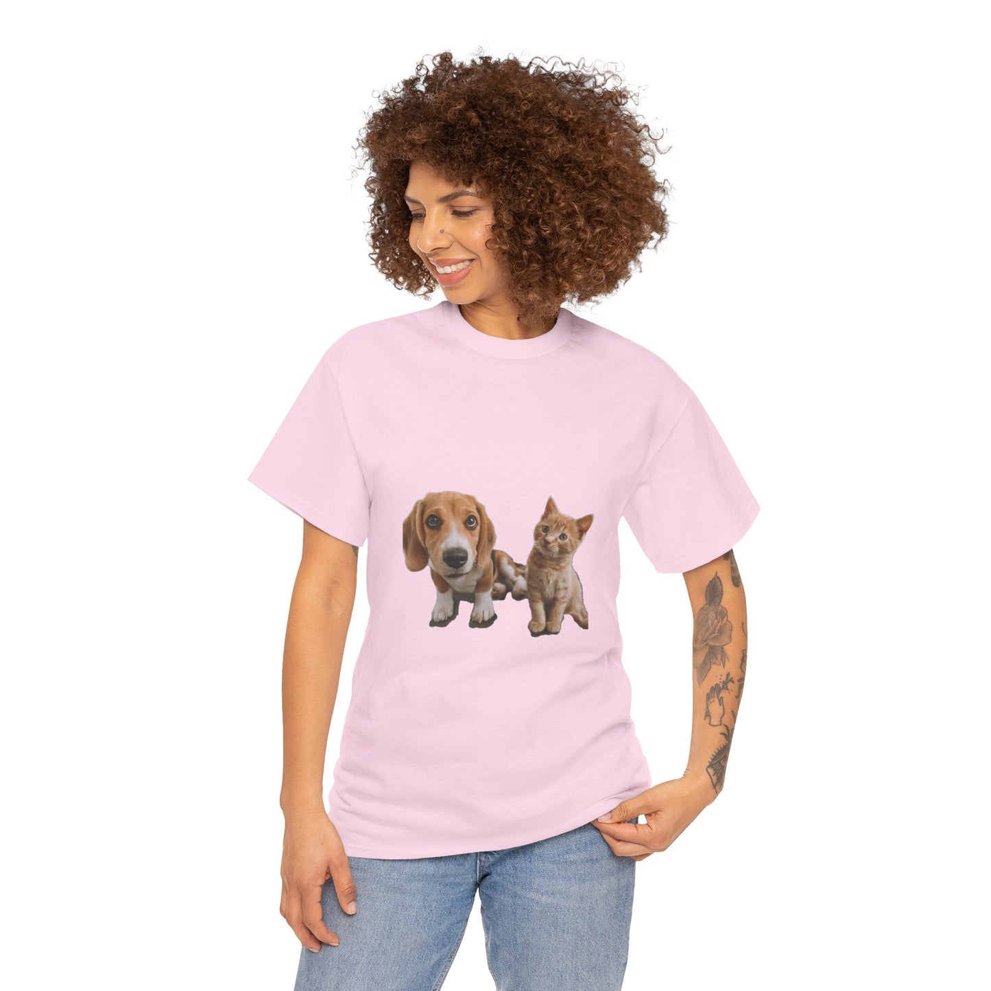 Amigos peludos amantes de las mascotas unisex camiseta de algodón pesado