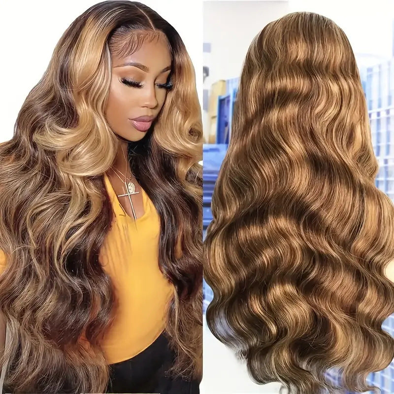 Women's Curly Lace Front Wig with Piano Color Waves