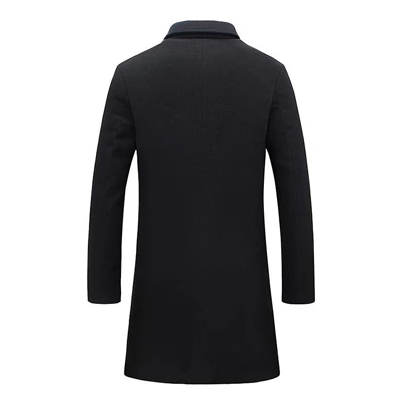 Winter Lapel Trench Coat - Men's Single Breasted Jacket