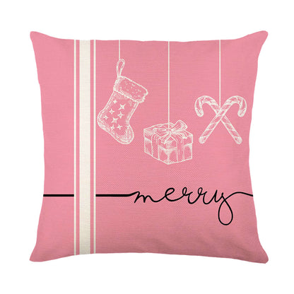 Christmas Pillow Cover Linen Letter Printing