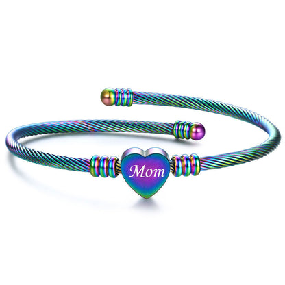 Pulsera Trenzada de Acero Inoxidable - Diseño Mamá