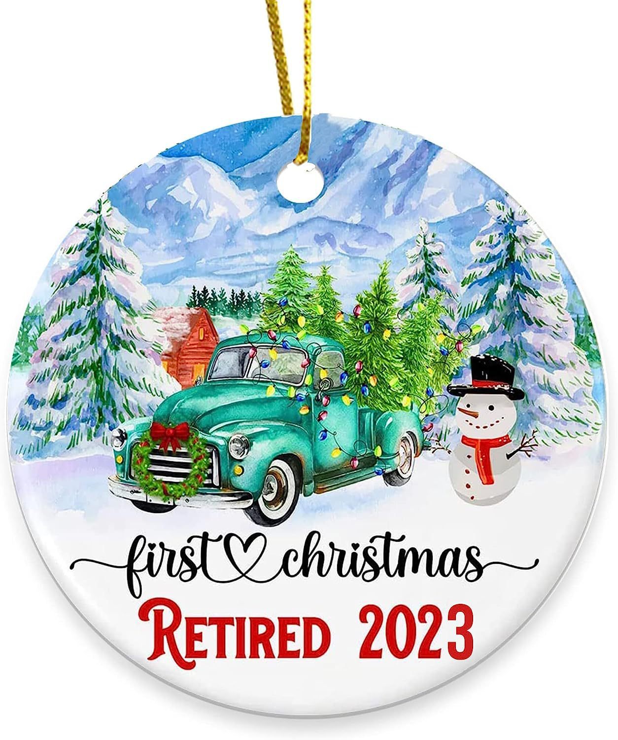 2023 Christmas Round Wooden Plaque Hanging Decoration Cross-border Christmas Hanging Decoration Souvenir