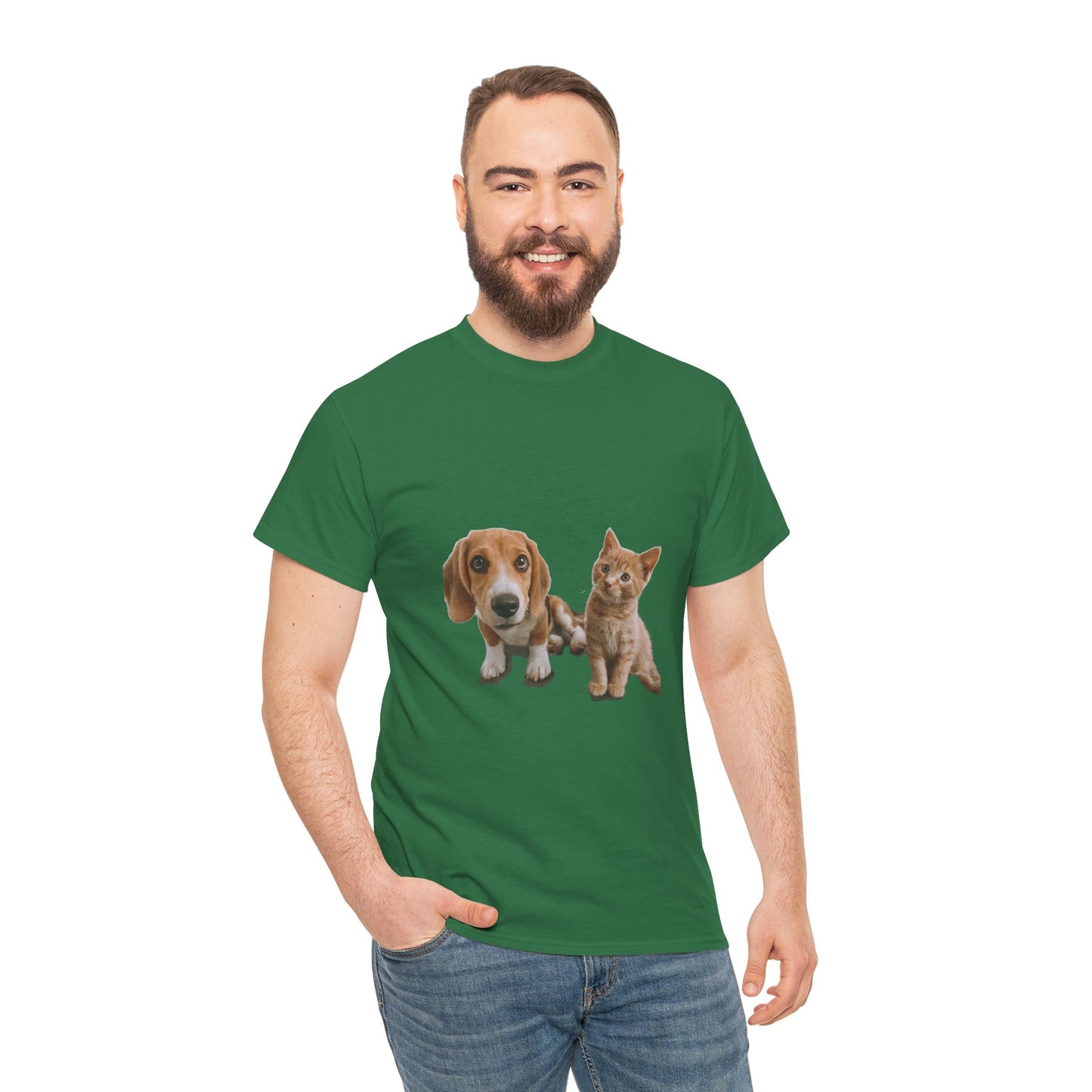 Amigos peludos amantes de las mascotas unisex camiseta de algodón pesado