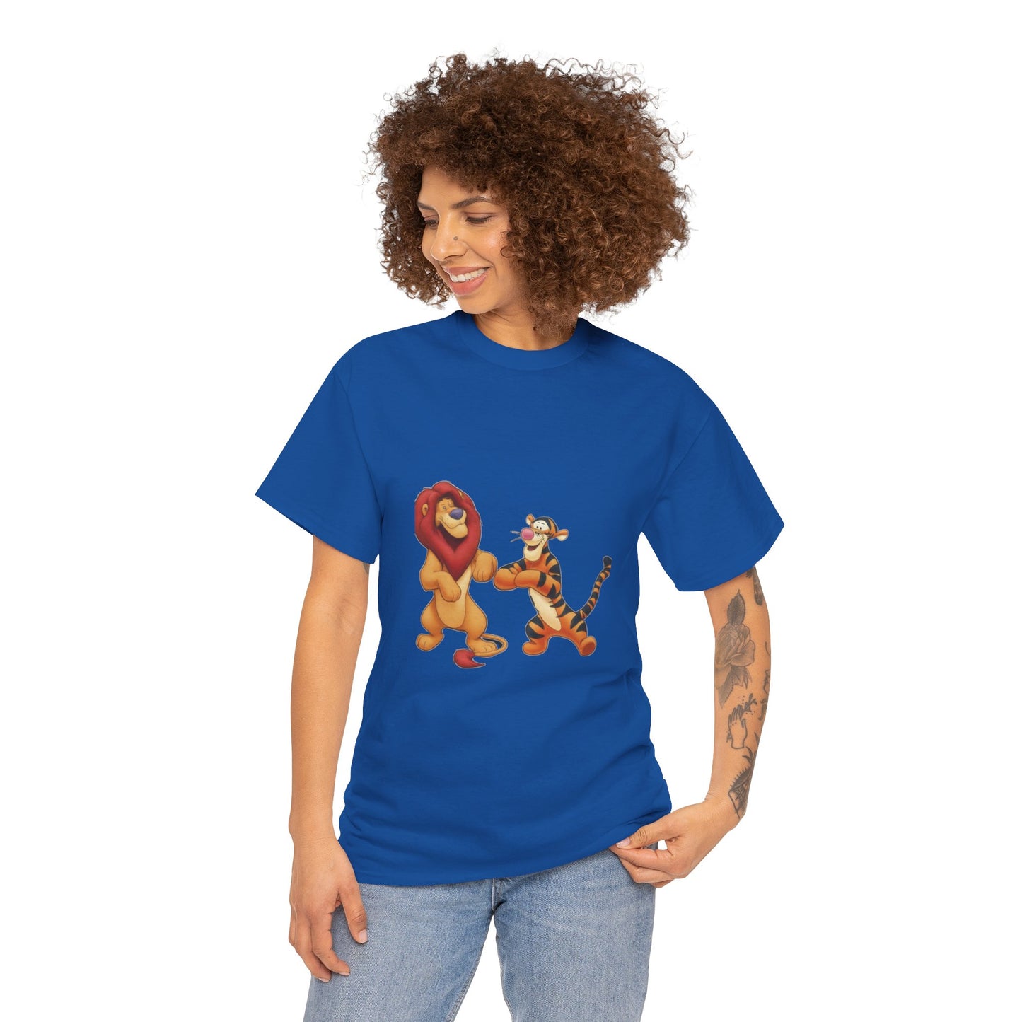 león y tigre unisex camiseta de algodón pesado