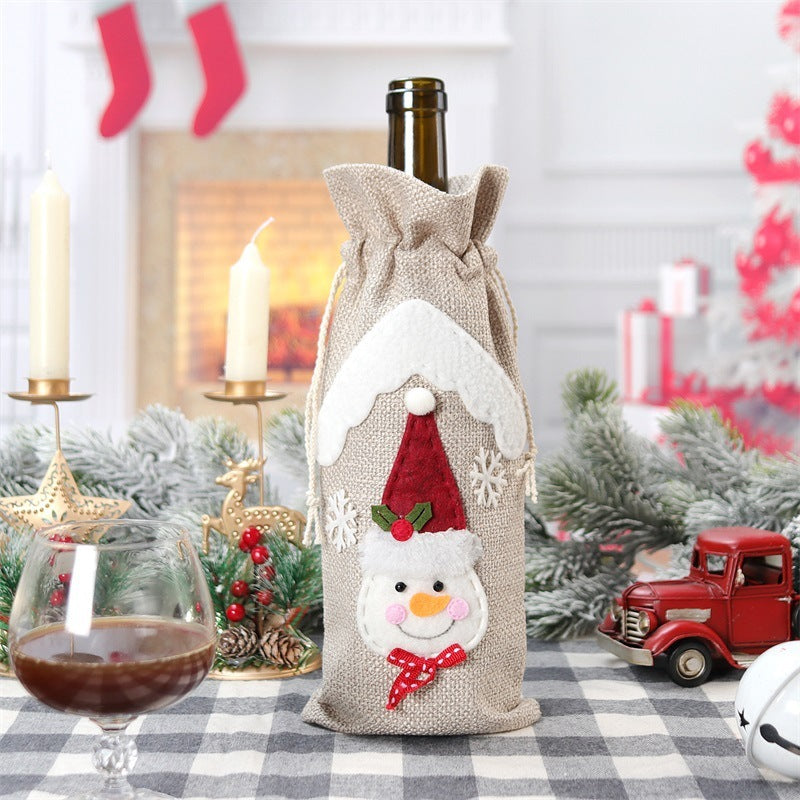 Christmas Decoration Supplies Linen Bottle Cover