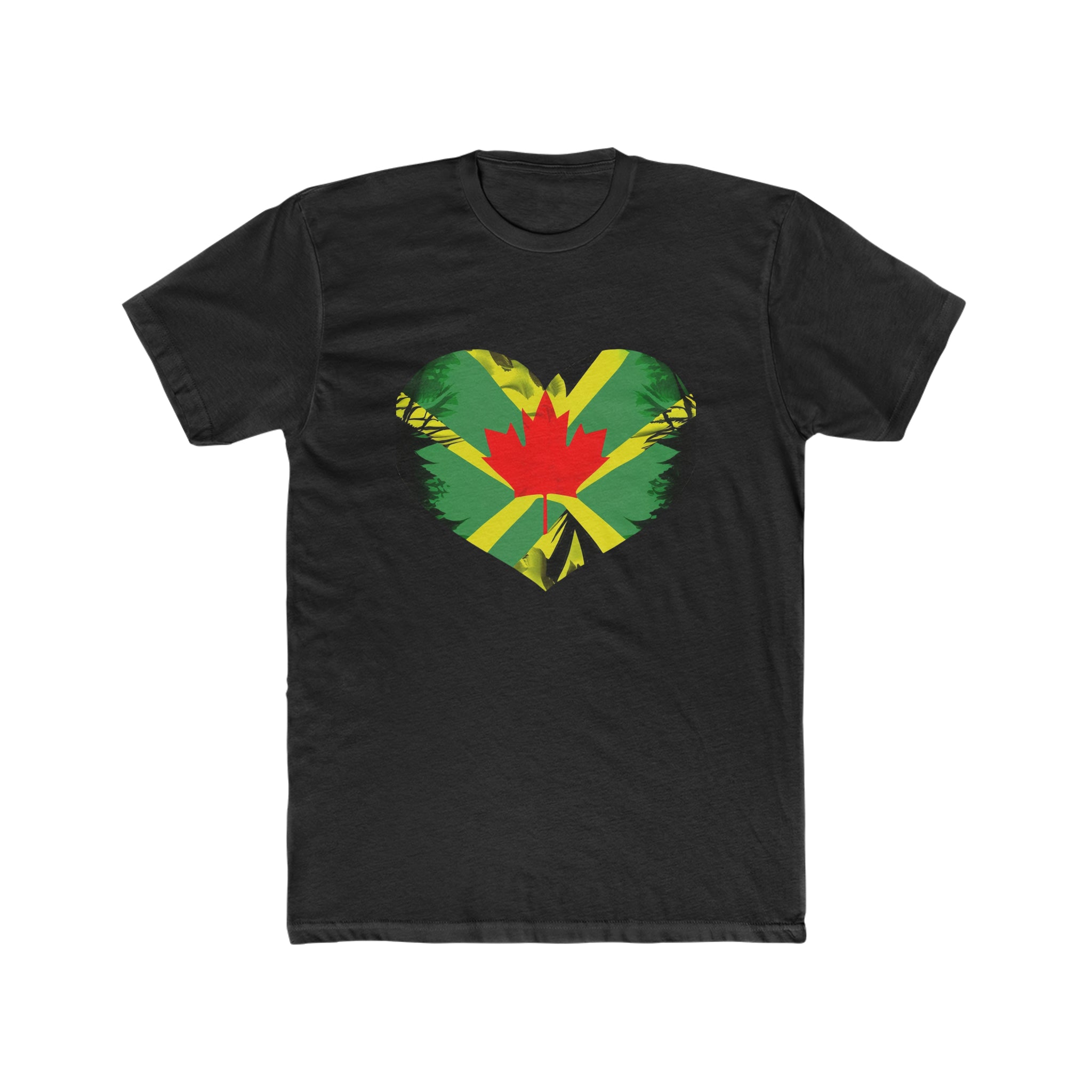 Reggae Rhythm meets Maple Melody: Men's Cotton Crew Tee Design