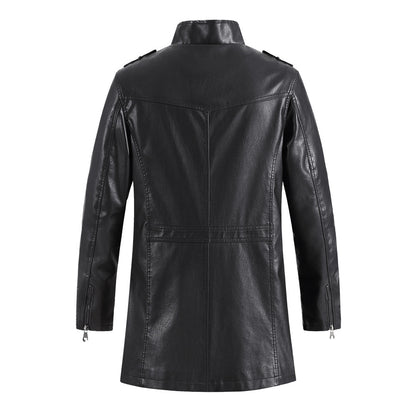 Men's Plush Leather Jacket | Stand Collar | M2K Trends