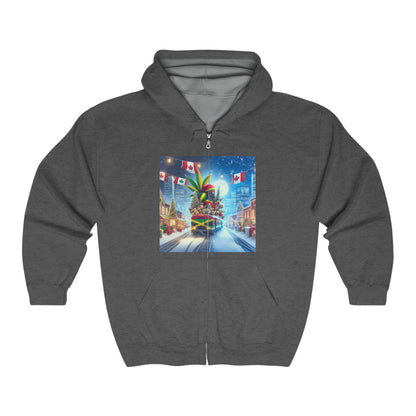 Christmas Vibes Full Zip Hoodie - USA & Canada Travel Theme