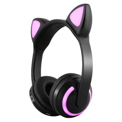 Auriculares inalámbricos con orejas de gato con reducción de ruido y luz LED