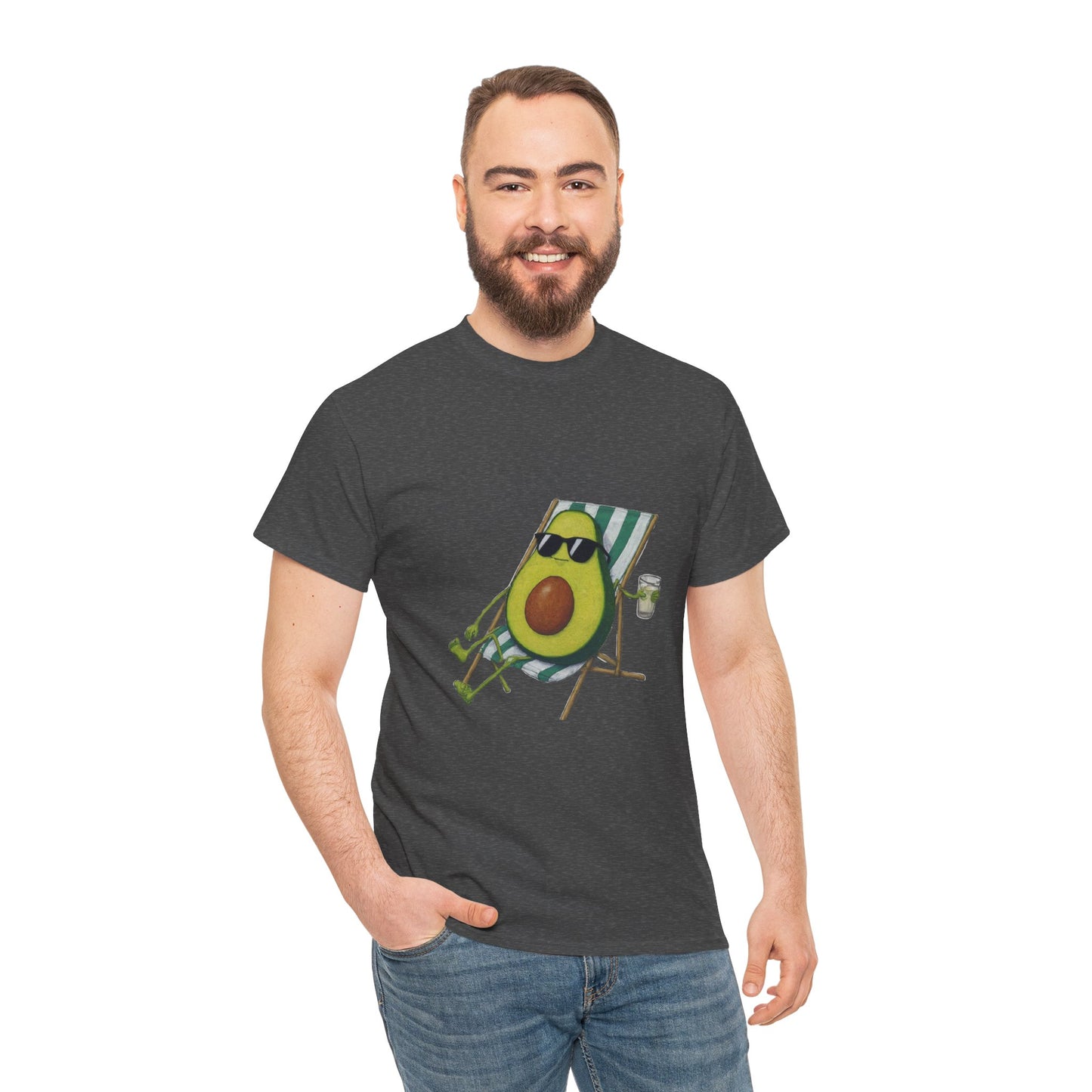 Camiseta unisex de algodón pesado con estampado de aguacate: comodidad y estilo para todos los días