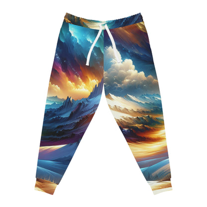 Winter Landscape Athletic Joggers - Colorful Snowy Mountains Panoramic View