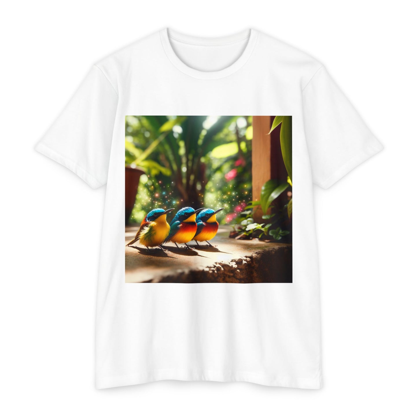 T-Shirt with Three Little Jamaican Birds Design