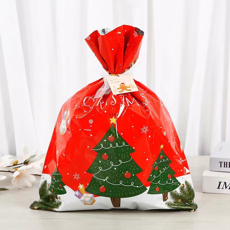 Drawstring Christmas Gift Plastic Bag