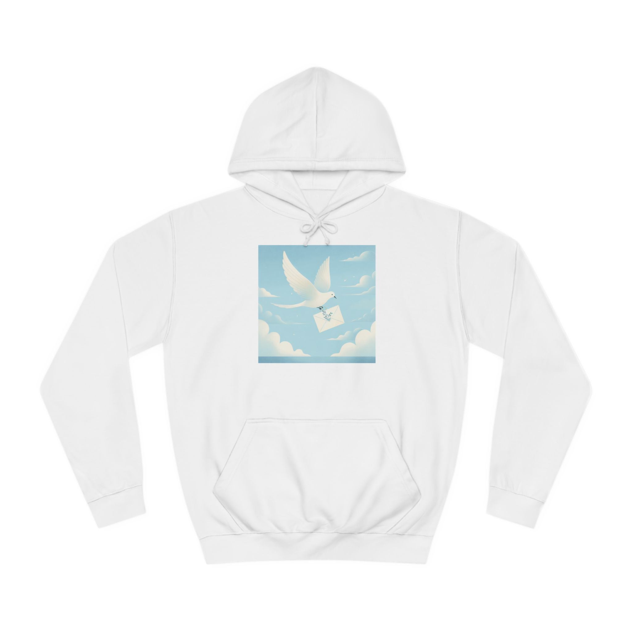 Bird Envelope College Hoodie - Pastel Romantic Minimalistic Design
