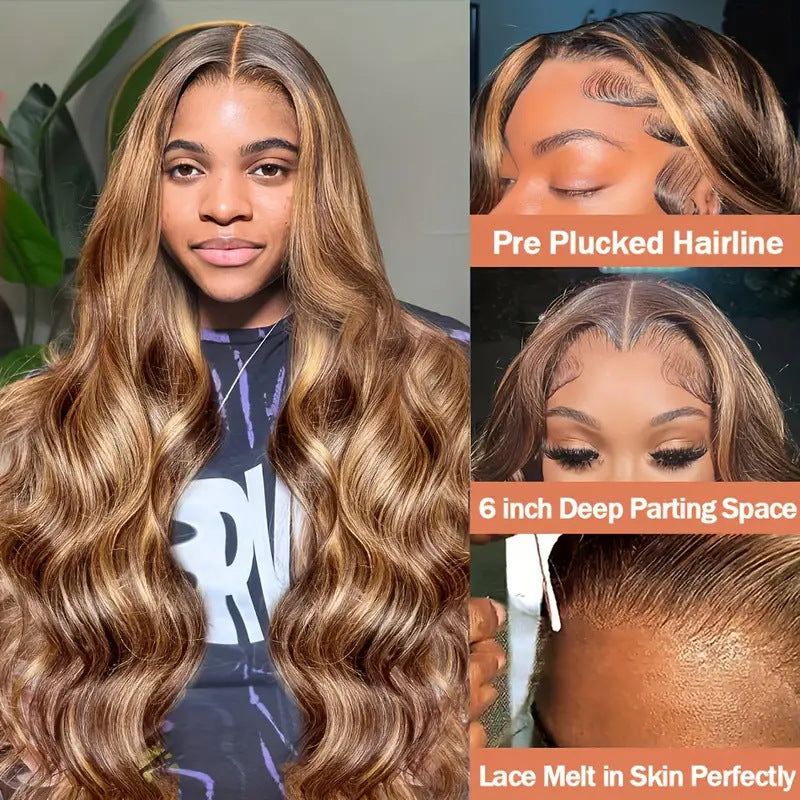 Women's Curly Lace Front Wig with Piano Color Waves