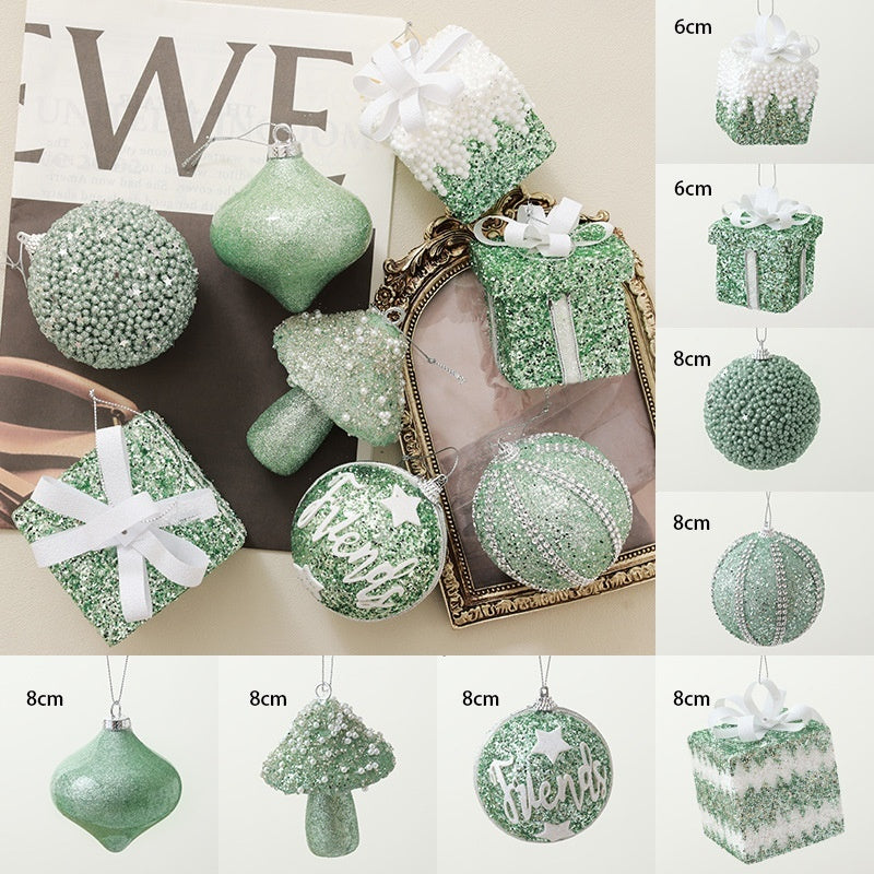 High-end Flocking Dark Green Christmas Ball Christmas Tree Decoration Pendant