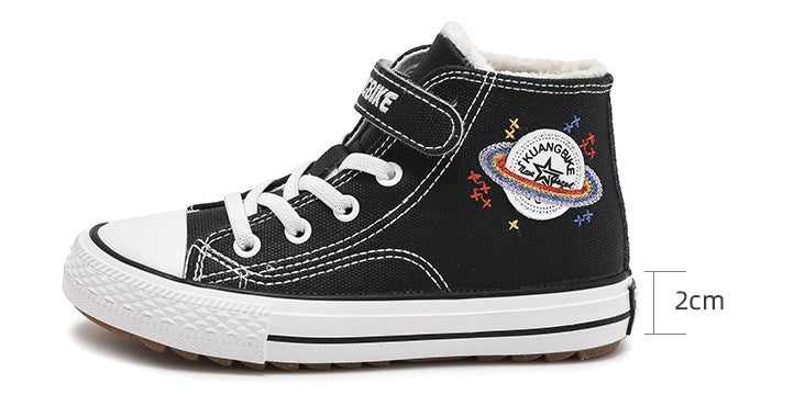 Children's High Top Two Cotton Shoes Winter New Plush Shoes