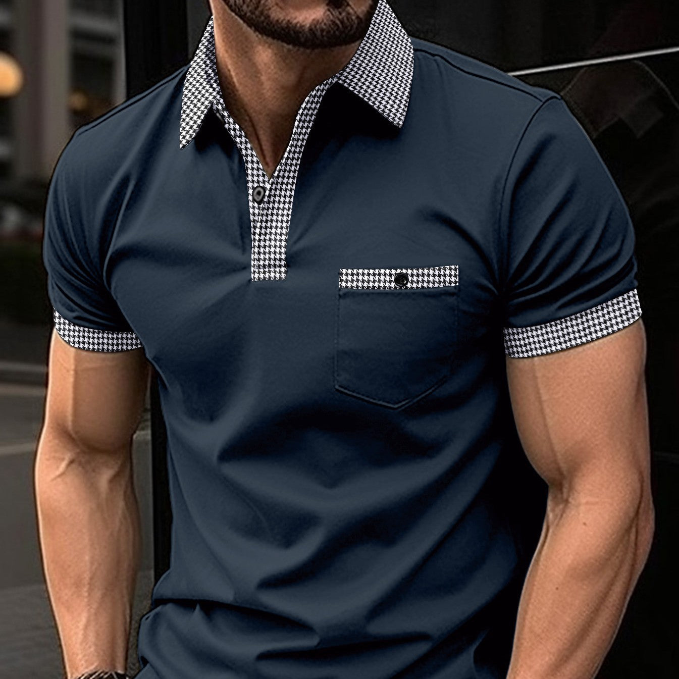 Checkered Men's Sports Polo Shirt