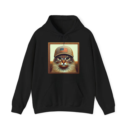 Cat in Cap USA Hoodie Sweatshirt