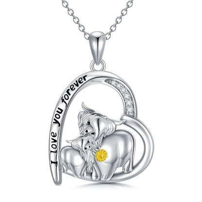 Sterling Silver Highland Cow Necklace for Women - M2k Trends