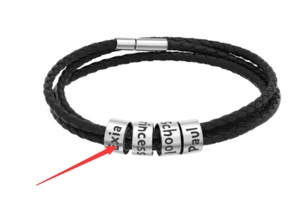 best Personalized Mens Braided Genuine Leather Bracelet Stainless Steel Custom Beads Name Charm Bracelet For Men With Family Names 7 shop online at M2K Trends for