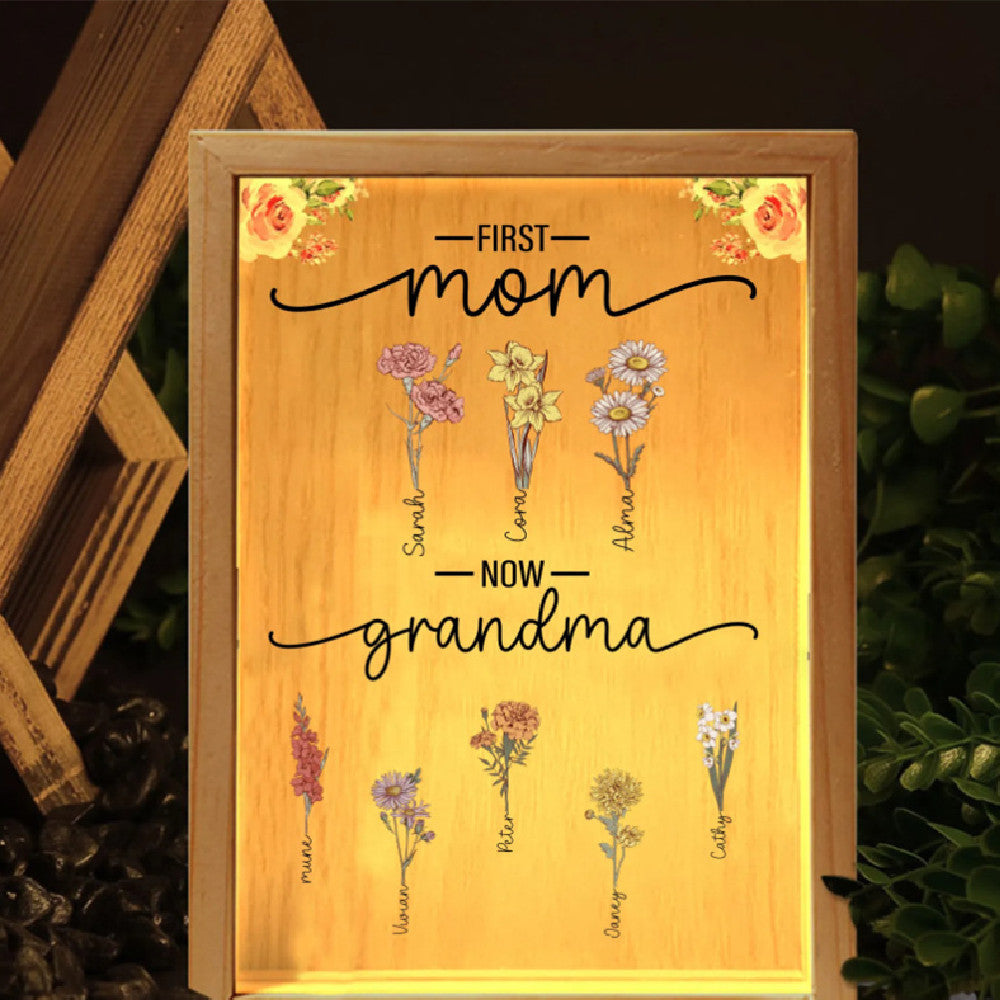 Wooden Acrylic Birthday Flower Mother's Day Luminous Ornament