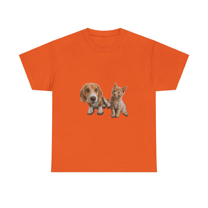 Amigos peludos amantes de las mascotas unisex camiseta de algodón pesado