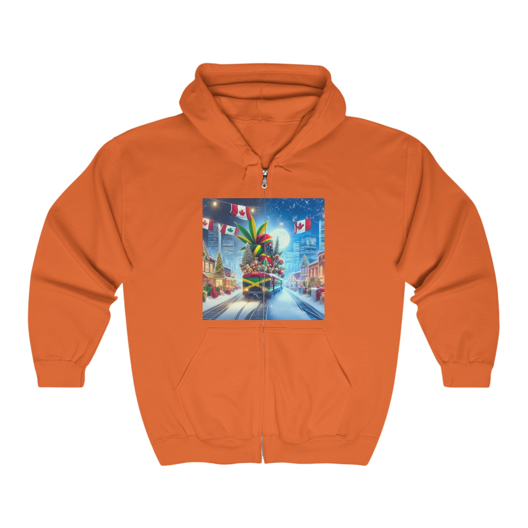 Christmas Vibes Full Zip Hoodie - USA & Canada Travel Theme