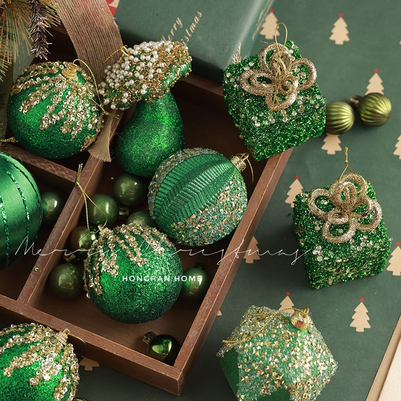 High-end Flocking Dark Green Christmas Ball Christmas Tree Decoration Pendant