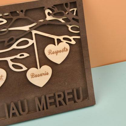 Letrero personalizado de madera, adorno de marco de fotos de árbol genealógico del Día de la madre