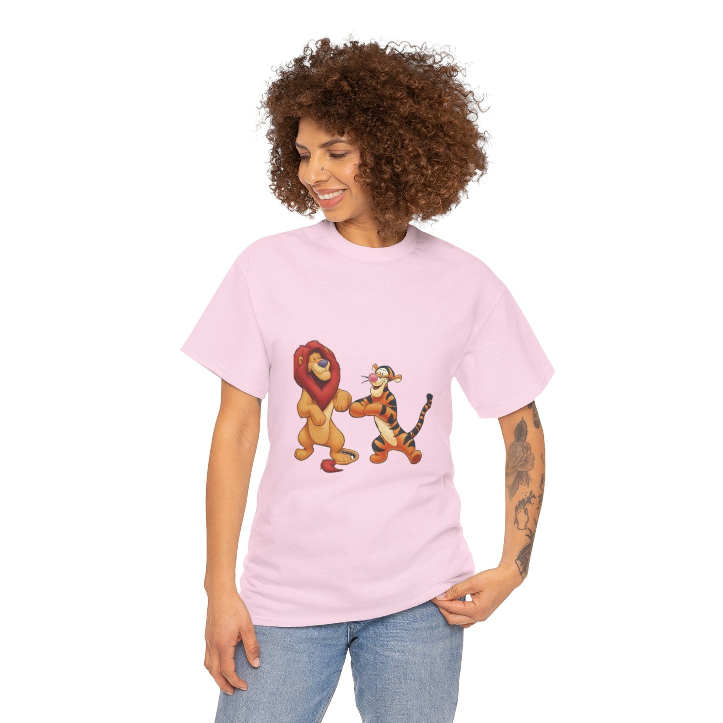 león y tigre unisex camiseta de algodón pesado