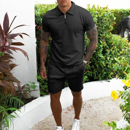 Men's Luxury Tracksuit Set Polo Shirt+Shorts Streetwear Suit