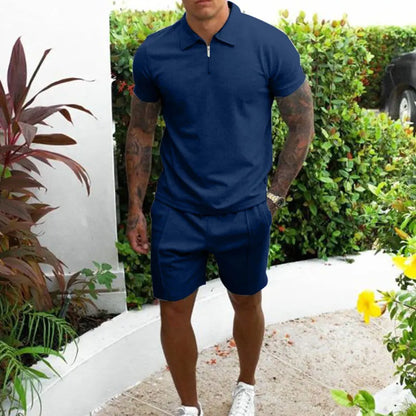 Men's Luxury Tracksuit Set Polo Shirt+Shorts Streetwear Suit