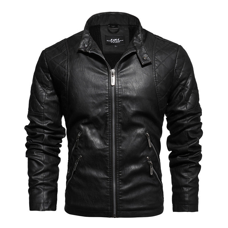 Black leather jacket on a white background