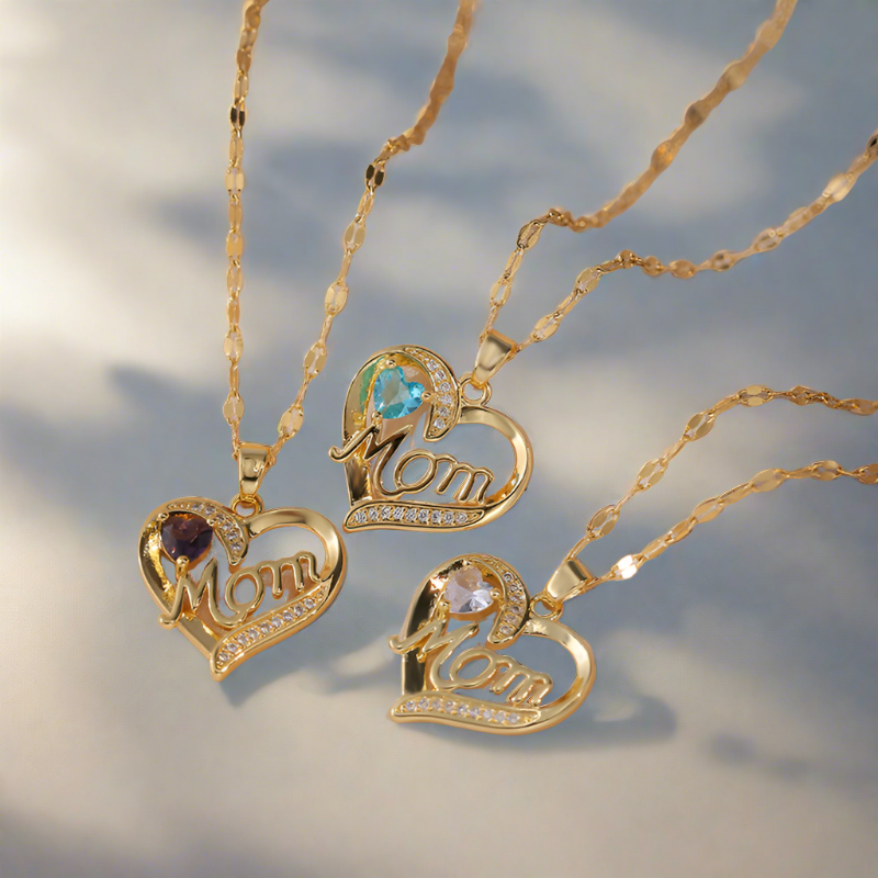 Collar Corazón Día de la Madre - Circón y Acero Inoxidable