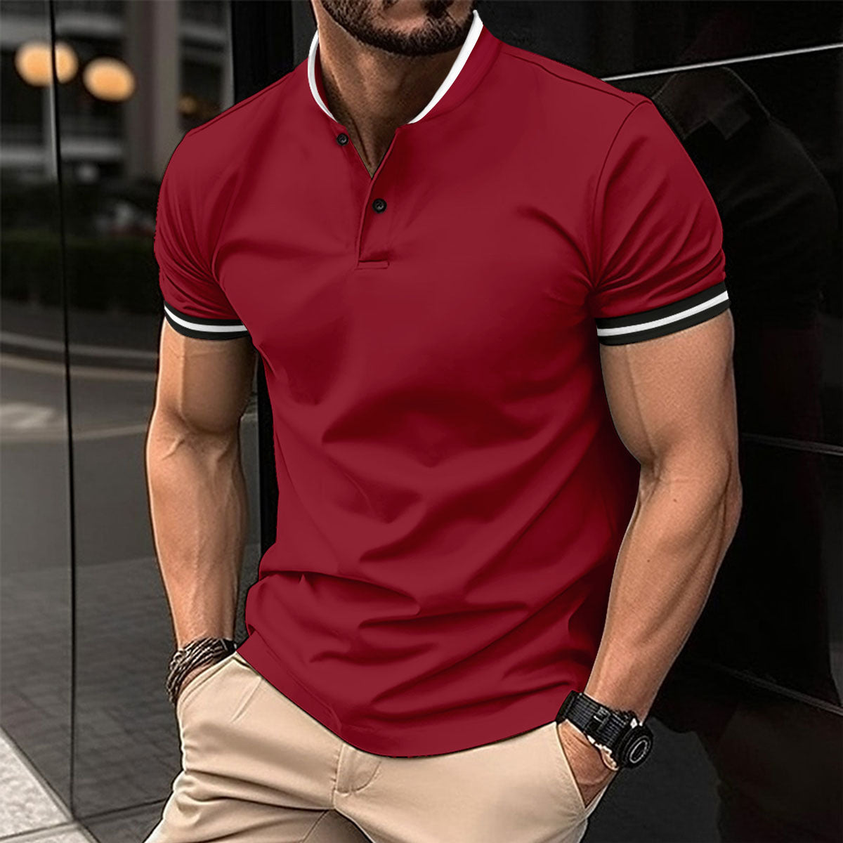 Men's Sports Button Pocket Short Sleeved