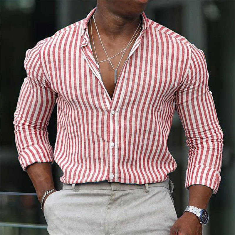 Men's Cardigan 3D Printed Long Sleeve Casual Slim-fitting Type Long Sleeve Lapel Plaid Shirt