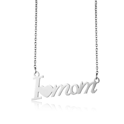 MOM Collar Día de la Madre Letras Inglesas Simples Brillante