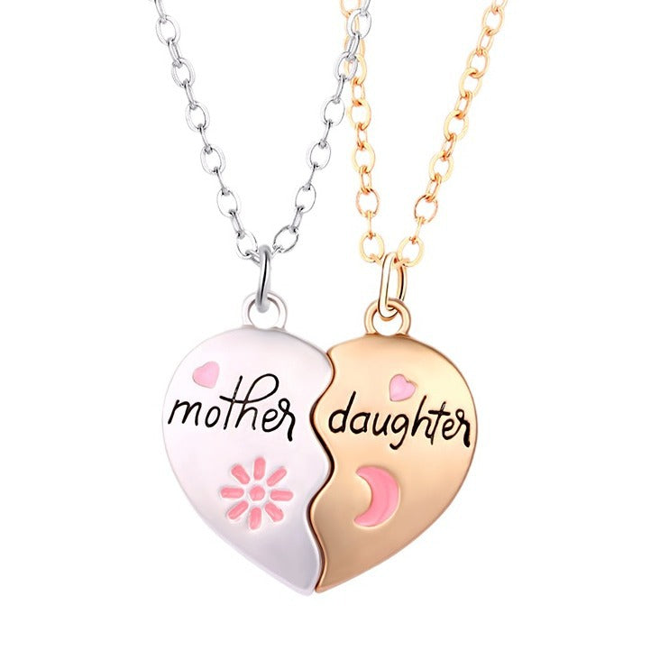 Conjunto de 2 uds de joyería, collar para madre e hija, colgante magnético de corazón a juego, regalos de moda para el día de la madre
