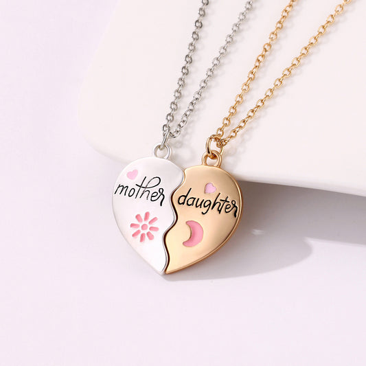 Conjunto de 2 uds de joyería, collar para madre e hija, colgante magnético de corazón a juego, regalos de moda para el día de la madre