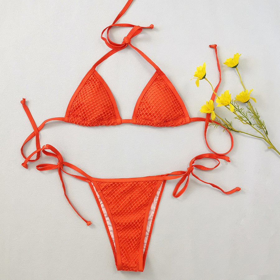 Bikini de cuatro piezas de malla para mujer