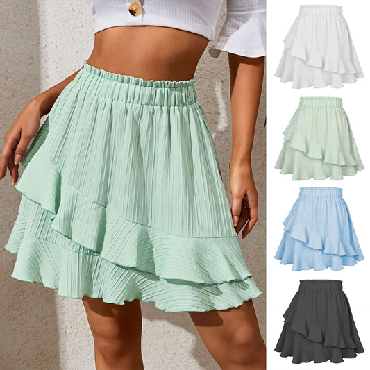 Ruffled Skirt Women's High Waist