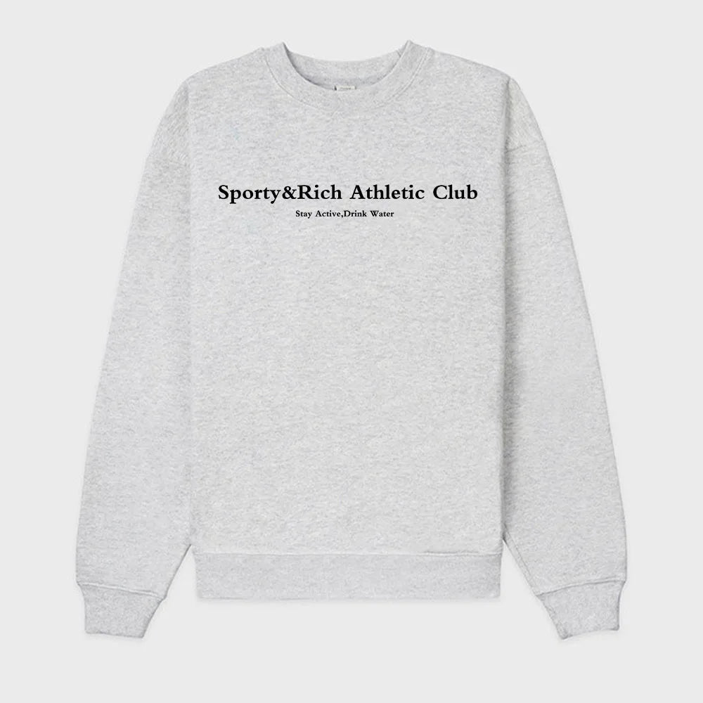 American Vintage Athletic Club Letters Printing Casual Sweatshirts Autumn Long Sleeve Loose Cotton Thick Warm Women Pullover