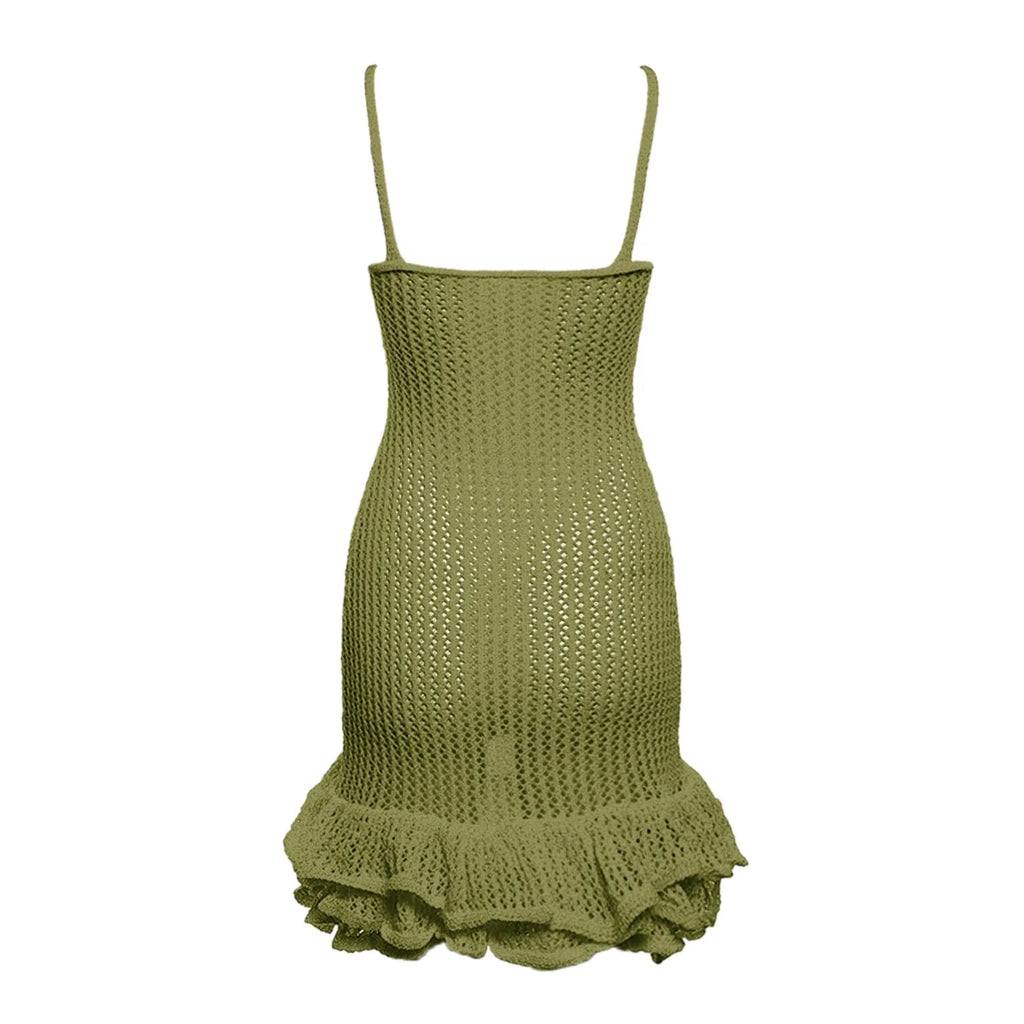 Summer Fishtail Dress - Open Back V-Neck Midi Sundress