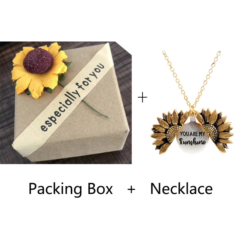 Vintage "You Are My Sunshine" Sunflower Pendant Necklace for Women – Zinc Alloy Fashion Jewelry
