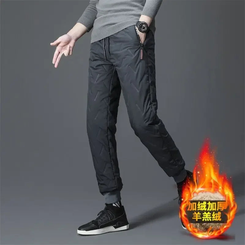 best 2023 Winter Lambswool Warm Pants Thicken Men Loose Jogger Fleece Pants Casual Long Track Windproof Waterproof Thermal Trousers shop online at M2K Trends for