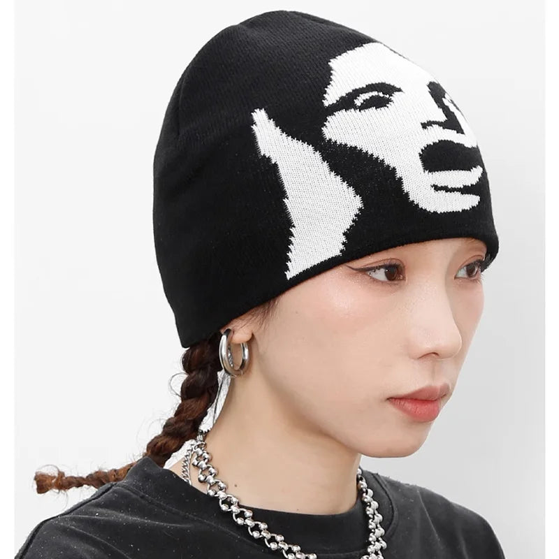 Women Hat Knitting Beanies Pullover Y2k Streetwear Korean Fashion Winter Fashion Vintage Pullover Kpop Goth Warm Hip Hop Unisex