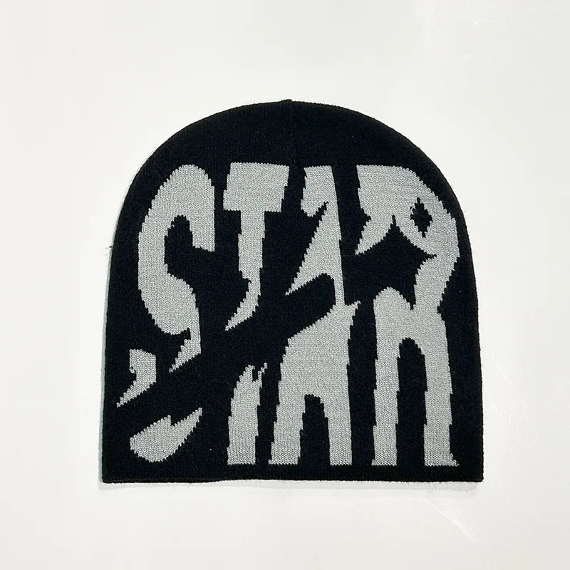 Adult Letters STAR jacquard Knitted Hats Y2K Outdoor Sports Trend Street Cold Caps Western Hip Hop Unisex Beanies